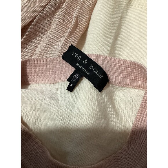 Rag & Bone Marissa Mixed Media Crew Neck Pullover Sweater Light Pink Merino Wool - Picture 7 of 8